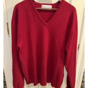 Cable Car Clothiers Robert Kirk Red 48 Scottish Cashmere V Neck Sweater *Read